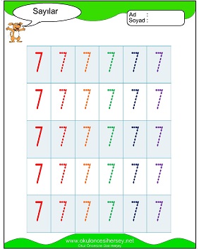 okul öncesi 1 sayısı çizgi çalışması